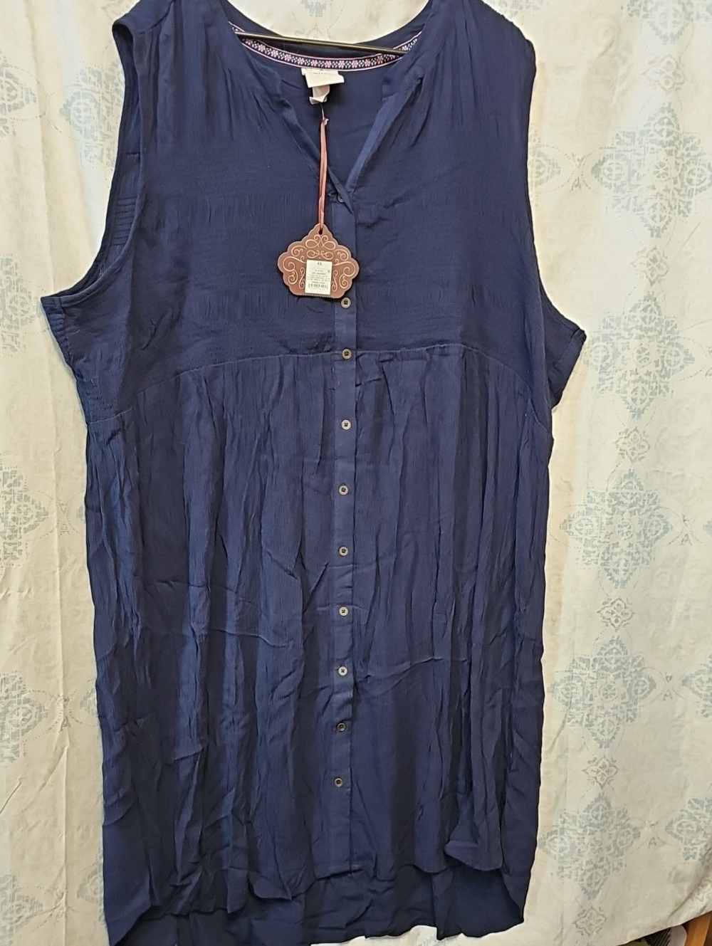 Knox Rose Navy Textured V-Neck Sleeveless  Dress